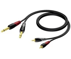 Kabelis Procab Jack 6,3 mm x2 - RCA (Cinch) x2 3m juoda (CLA631/3)
