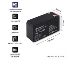 QOLTEC 53062 AGM baterija 12V 7.2Ah max 108A