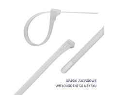 QOLTEC 52238 Daugkartinio naudojimo savaime užsifiksuojantis kabelio raištis 7,2x450 mm nailono UV Baltas