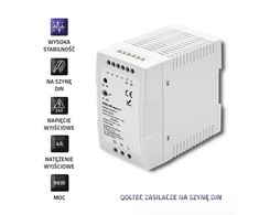 Qoltec Maitinimo šaltinis na szynę DIN | 96W | 24V | 4A | Baltas| Slim
