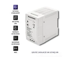 Qoltec Maitinimo šaltinis na szynę DIN | 96W | 24V | 4A | Baltas| Slim
