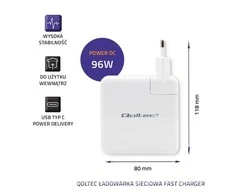 QOLTEC 51709 Maitinimo įkroviklis Greitas 96W 5 20V 3 4.7A USB C PD Baltas