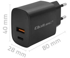 Adapteris Įkroviklis gan power pro 1xusb-c 1xusb 30w 5-20v 1.5-3a juodas Qoltec