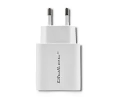 QOLTEC 51714 Įkroviklis 18W 5-12V 1.5-3A USB tipas C PD USB QC 3.0 Baltas