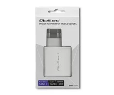 QOLTEC 51715 Įkroviklis 63W 5-20V 1.5-3A USB tipas C PD USB QC 3.0 Baltas