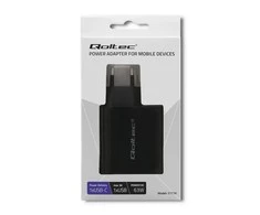 QOLTEC 51716 Įkroviklis 63W 5-20V 1.5-3A USB tipas C PD USB QC 3.0 Juodas