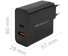 Įkroviklis - Qoltec 52380 65W PD USB-C &amp; USB Juodas