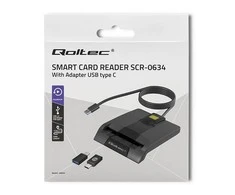 QOLTEC 50634 Išmanusis Smart ID lustinių kortelių skaitytuvas SCR0634 USB Type C