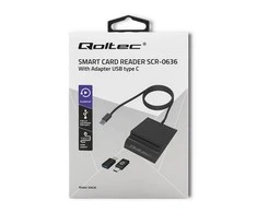 QOLTEC 50636 Intelligent Smart ID lustinių kortelių skaitytuvas SCR0636 USB tipo C