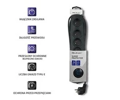 QOLTEC Apsauga nuo viršįtampių Quick Switch 5 lizdai 1,8m juodas