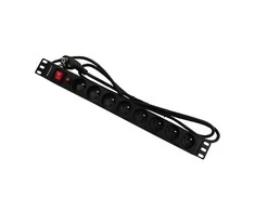 QOLTEC 53996 Apsauga nuo viršįtampių RACK 19 16A 1U PDU 8xSCHUKO 2m