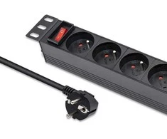 „Qoltec“ aliuminio PDU maitinimo lizdas, skirtas RACK 10'' | 1U | 16A | 4xFRENCH | 1.8m