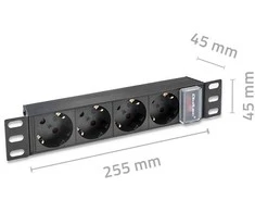 Qoltec Aluminiowa Listwa zasilającaPDU doRACK 10'' | 1U | 16A |4xSCHUKO | 1.8m