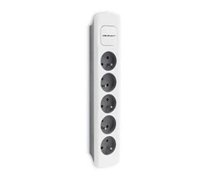 QOLTEC 50296 Power strip 5 sockets 1.8m Baltas pilkas