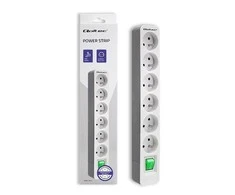 QOLTEC 50292 Maitinimo juosta 6 lizdai 1,8m Baltas-pilkas