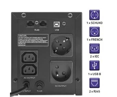 QOLTEC 53771 nepertraukiamo maitinimo linijos interaktyvus monolitas 2000VA 1200W LCD USB