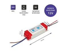 QOLTEC 50933 Qoltec Impulse maitinimo šaltinis | IP20 | 100V-240V | 36W | 12V | 3A