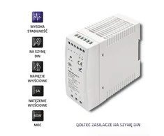 Maitinimo šaltinis skirtas bėgiams din 60w 12v 5a baltas plonas Qoltec