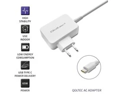 QOLTEC 51039 Įkroviklis 65W 5 20.3V 2 3.25A USB tipas C PD Baltas