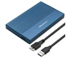 Išorinio kietojo disko dėklas Aliumininis korpusas skirtas diskams SSD HDD 25" sata USB 3.0 ypač greitas 5 Gb/s 2 TB mėlynas Qoltec