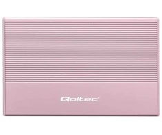 Išorinio kietojo disko dėklas Aliumininis korpusas skirtas diskui SSD HDD 25" sata USB 3.0 itin greitas 5 Gb/s 2 TB rožinis Qoltec