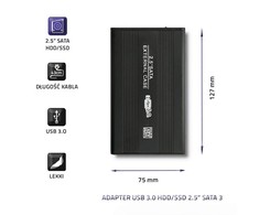 QOLTEC Išorinis kietasis diskas Case HDD/SSD 2.5" SATA3 USB 3.0 Juodas