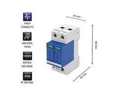 QOLTEC 52585 nuolatinės srovės viršįtampio iškroviklis / 2P / 1000V / T2 / BC