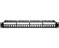 Qoltec 54516 Patch panel for 19'' rack | 24 jungtys | 1U | UTP | Juodas