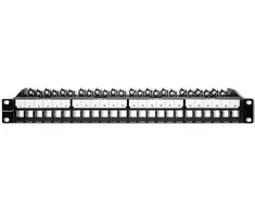 Qoltec 54516 Patch panel for 19'' rack | 24 jungtys | 1U | UTP | Juodas