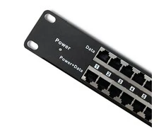 QOLTEC 54477 Patch panel Rack 48V 24 jungtys Passive PoE injector 1000m Juodas