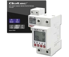 „Qoltec 63A“ relė, skirta DIN bėgeliui, su elektros skaitikliu | Laikmatis | Tuja | Belaidis internetas | LED