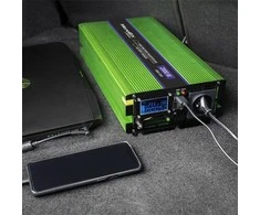 QOLTEC 51942 grynos sinusinės bangos keitiklis, monolitas / akumuliatoriaus įkroviklis / UPS / 1000 W / 2000 W / 12 V iki 230 V / LCD