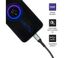 QOLTEC 52358 USB 2.0 Type C Kabelis USB 2.0 Type C 100W QC 3.0 PD 1.5m Juodas