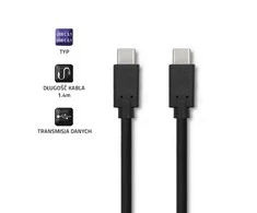 QOLTEC 52350 USB 3.1 tipo C kištukinis kabelis USB 3.1 tipo C kištukinis 1,4 m Juodas