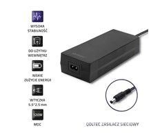 QOLTEC 50793 Stalinio kompiuterio maitinimo šaltinis 72W 24V 3A 5,5x2,5 + maitinimo kabelis