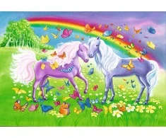 2X24 Puzzles: Rainbow Horses - RAVENSBURGER dėlionė