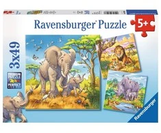 Puzzle 3x49 Wild Animals - RAVENSBURGER dėlionė