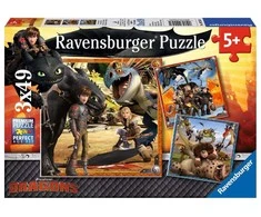Dėlionė RAVENSBURGER rinkinys dėlionių Kaip Prisijaukinti Slibiną 3x49 det., 092581