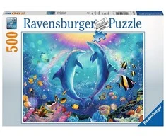 Dėlionė „Ravensburger Puzzle 500“ – galvosūkis „Šok su delfinais“.