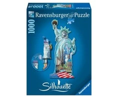 Puzzle 1000 Silhouette Libery Statue - RAVENSBURGER dėlionė