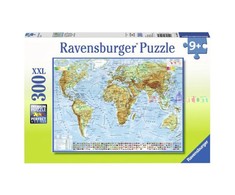 Ravensburger dėlionė „Fizinis pasaulio žemėlapis“, 300 XXL det., nuo 9 m.