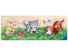 Ravensburger medinė dėlionė „Gyvūnų jaunikliai“, 3 det., nuo 1,5 m.