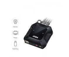 Aten | 2 prievadų USB 4K HDMI kabelis KVM jungiklis su nuotolinio prievado parinkikliu | CS22H-AT