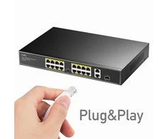 Šakotuvas Cudy FS1018PS1 tinklo jungiklis Fast Ethernet (10/100) Power over Ethernet (PoE) Pilkas