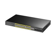 Šakotuvas Valdomas komutatorius - Cudy GS2028PS4 L2 Gigabit Ethernet PoE 1U Juodas
