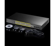 Šakotuvas Valdomas komutatorius - Cudy GS2028PS4 L2 Gigabit Ethernet PoE 1U Juodas