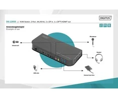 Assmann Electronic Assmann elektroninis DIGITUS KVM jungiklis 2x1 DP DP/HDMI OutUSB 4Kx2K60Hz