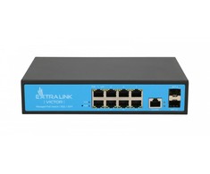 Šakotuvas Valdomas PoE jungiklis Extralink Victor, 8x Gigabit PoE/PoE+, 2x SFP, 150W