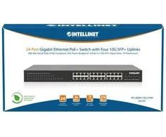 Šakotuvas „Intellinet 561761“ komutatorius, gigabito, 24x RJ45, „PoE+“, 370W, 4x SFP+, 10GbE Uplink