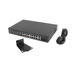 Šakotuvas LANBERG RSFE-16P-2C-250 jungiklis 16x 100Mb PoE+/2x Combo Gigabit 250W nevaldomas